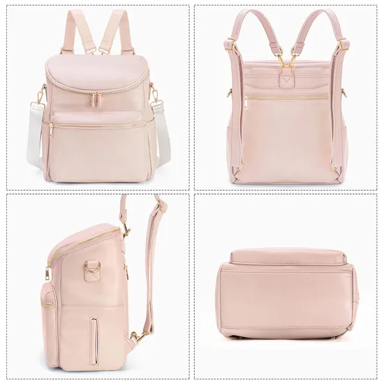Zaino per pannolini per bambini, zaini per mamma in pelle PU alla moda con organizer e fasciatoio