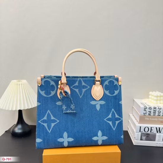 Borsa a tracolla da donna all'ingrosso, replica di borse da shopping di marca famosa, borsa classica in denim di lusso Onthego, replica di borse a tracolla per mamma di grande capacità