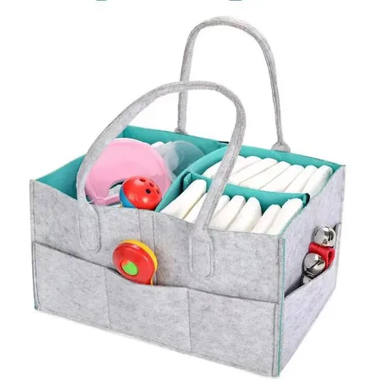 Borsa per pannolini in feltro rimovibile più venduta, borsa per mamma, borsa multifunzionale pieghevole in feltro per giocattoli per bambini